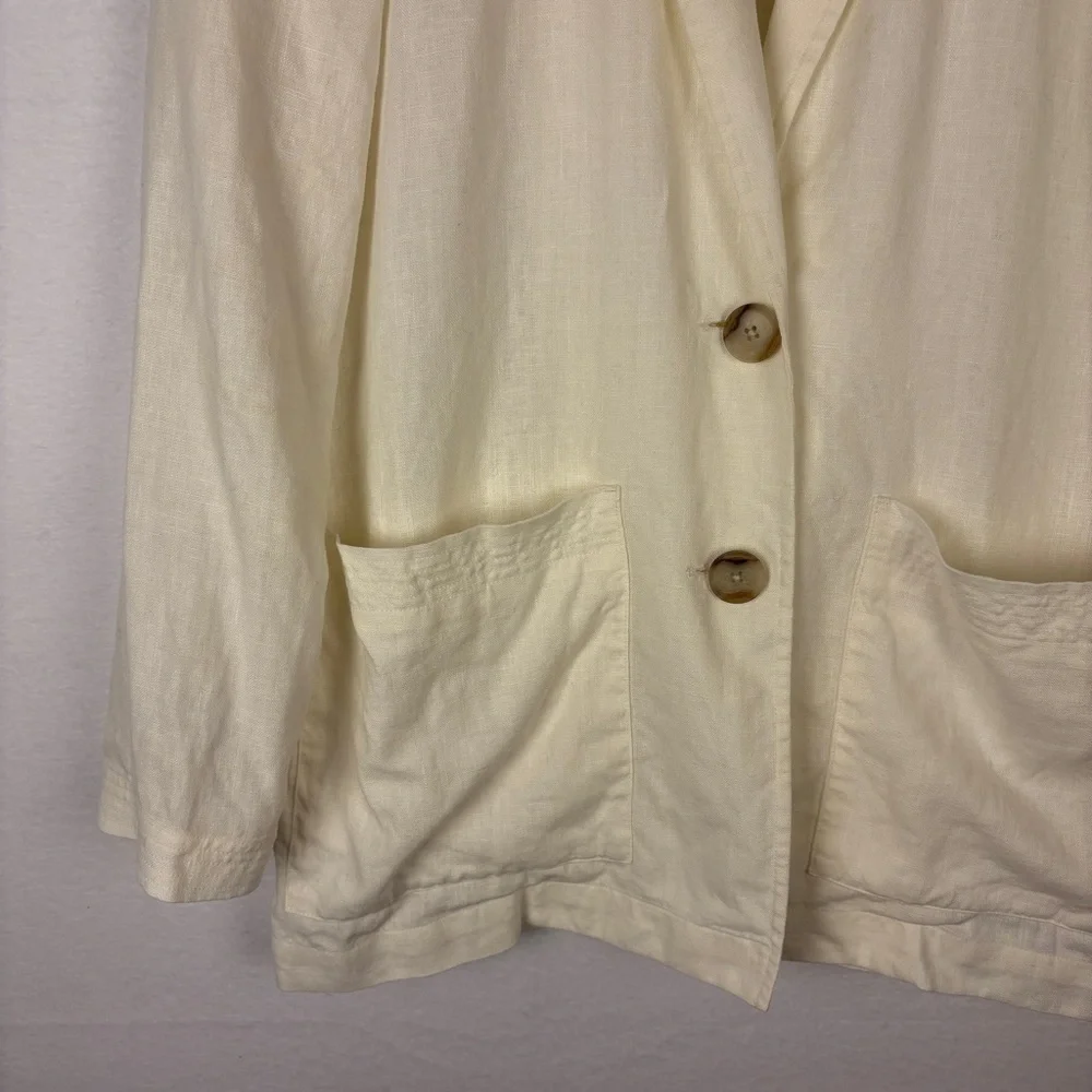 Madewell White 100% Linen Blazer Relaxed Boyfriend Style